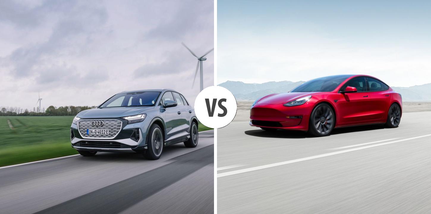 Audi q4 e tron on sale vs tesla model 3